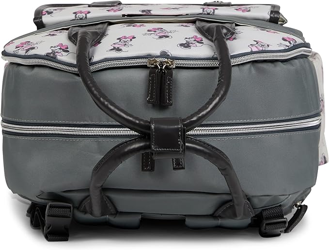 Disney Diaper Bag Backpack with Changing Pad Minnie Mouse – 16” Nylon Baby Bag for Parents, Insulated Bottle Holders, Multiple Storage Pockets