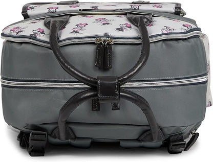 Disney Diaper Bag Backpack with Changing Pad Minnie Mouse – 16” Nylon Baby Bag for Parents, Insulated Bottle Holders, Multiple Storage Pockets