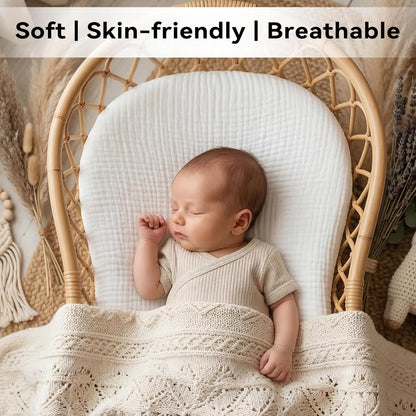 Muslin Bassinet Sheet Compatible with Maxi-COSI Iora & Iora Air Bedside Sleeper - 100% Cotton Rectangular Mattress Pad Cover (33"x20"), Breathable & Soft, Boho (1 Pack Blue)