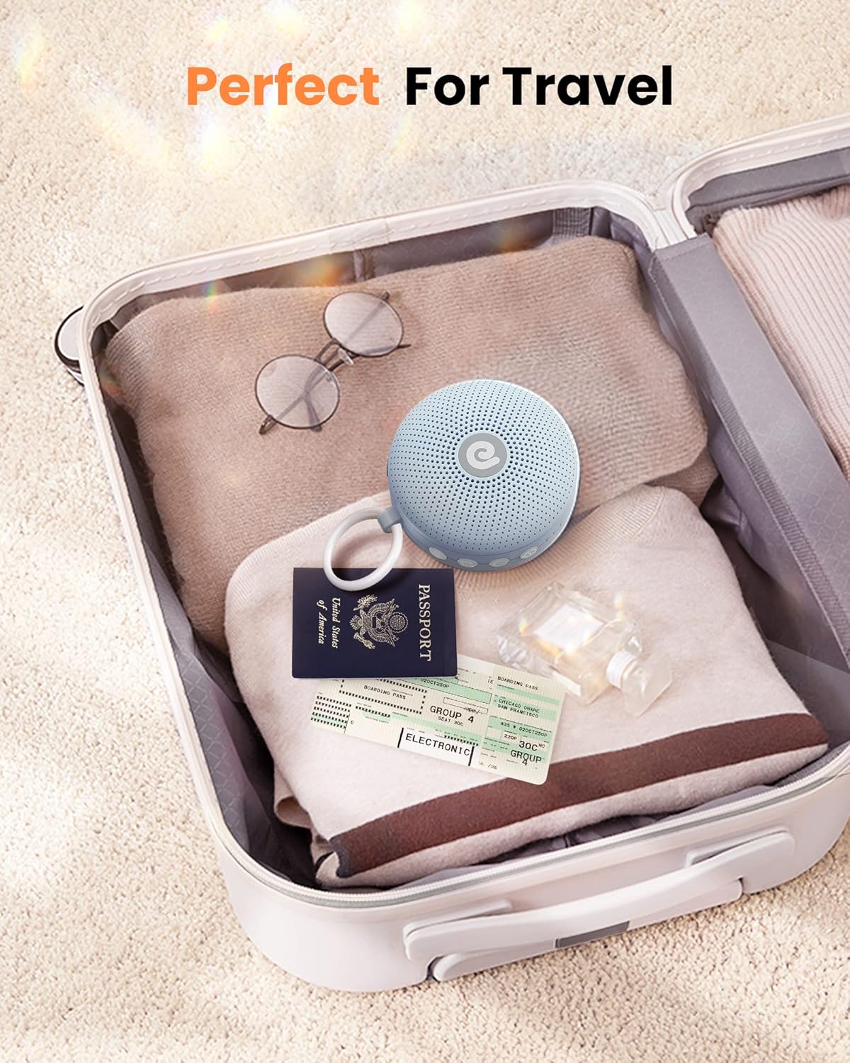 Dreamegg Portable Noise Machine for Baby Adult, Features Powerful Battery, 21 Soothing Sound, Noise Canceling for Office & Sleeping, Sound Therapy for Home, Travel, Registry Gift, Classic White