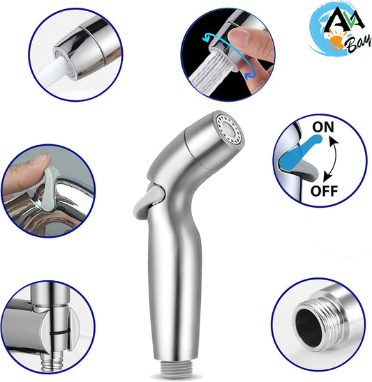 Dual Mode Toilet Bidet Sprayer Head – Chrome Finish Handheld Bidet for Toilet & Bathroom Cleaning – Cloth Diaper Sprayer, Muslim Shower, Jet Spray – G1/2 Coupling