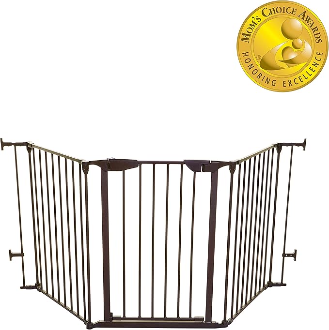 Dreambaby Newport Adapta Baby Gate - Use at Top or Bottom of Stairs - for Straight, Angled or Irregular Shaped Openings (Brown)