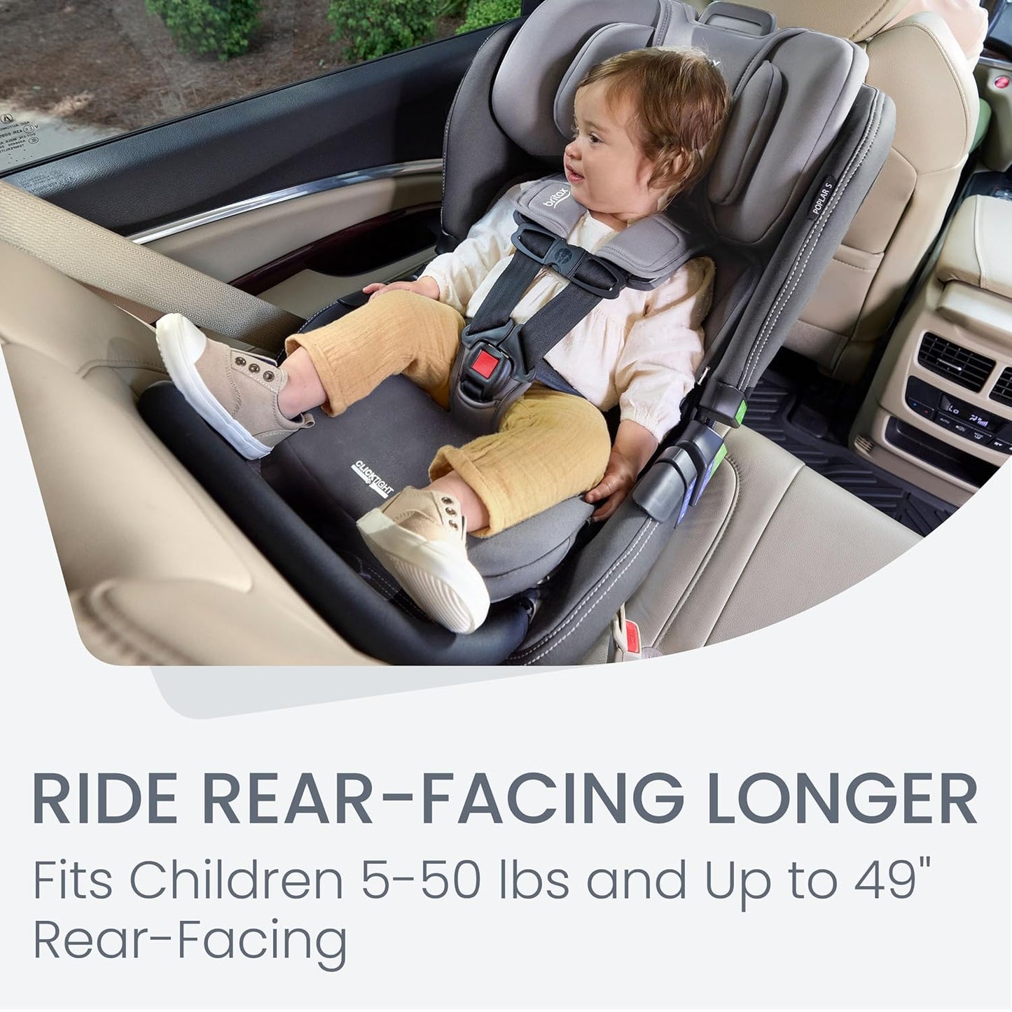Britax Poplar S Convertible Car Seat, 2-in-1 Car Seat Extended Rear Facing, 17” Slim Car Seat Design with Fast & Easy ClickTight Installation, Anti-Rebound Bar & SafeWash Fabrics — Cowmooflage