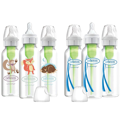 Dr. Brown’s Anti-Colic Options+ Narrow Baby Bottles, 0m+ Level 1 Nipple - Baby Bottle to Reduce Colic (3 Pack), Purple 8 oz