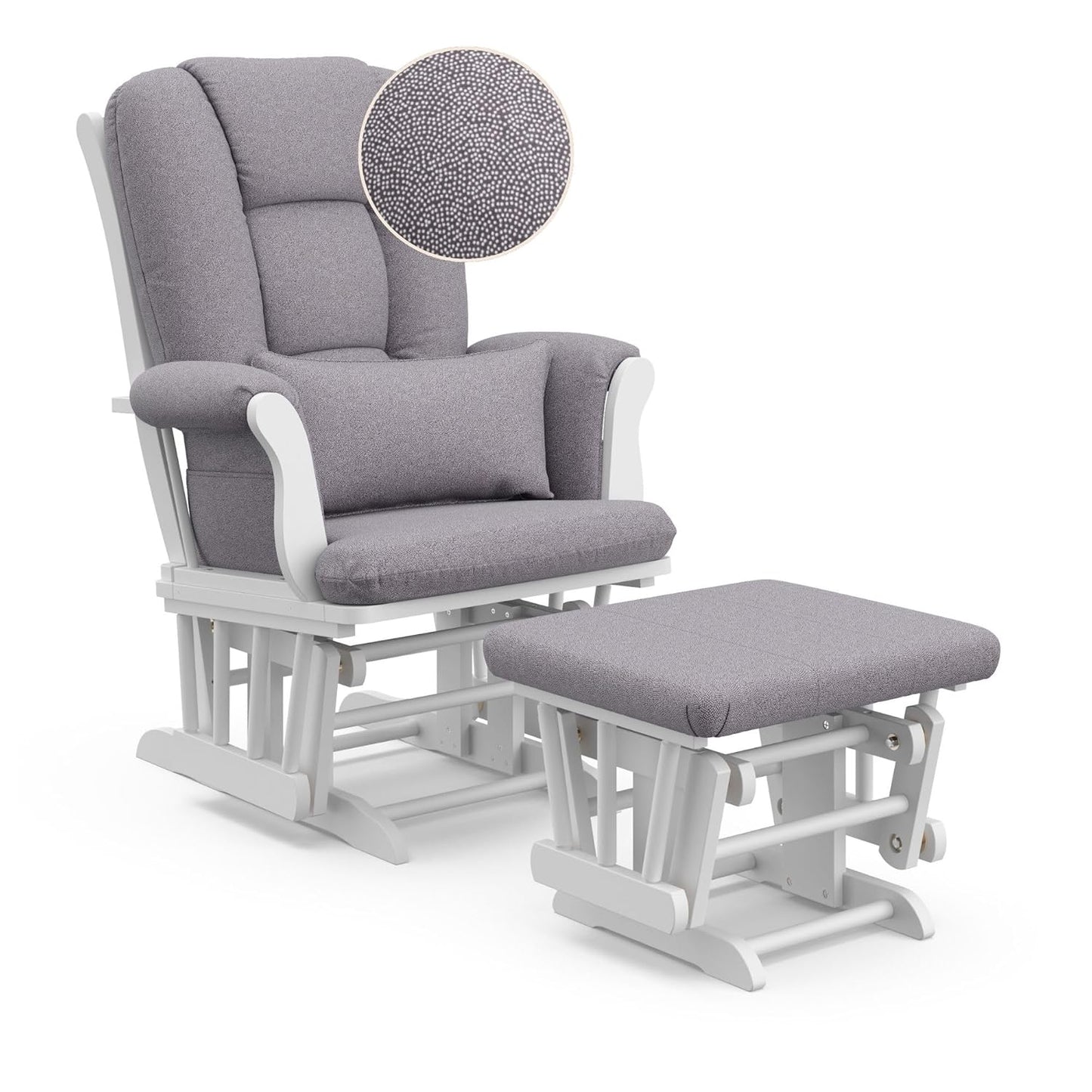 Storkcraft Tuscany Glider with Ottoman (Black/Gray) — GREENGUARD Gold Certified, Bonus Lumbar Cushion Included, Solid Wood Base, Smooth Motion, Award-Winning Nursery Rocking Chair, Glider and Ottoman