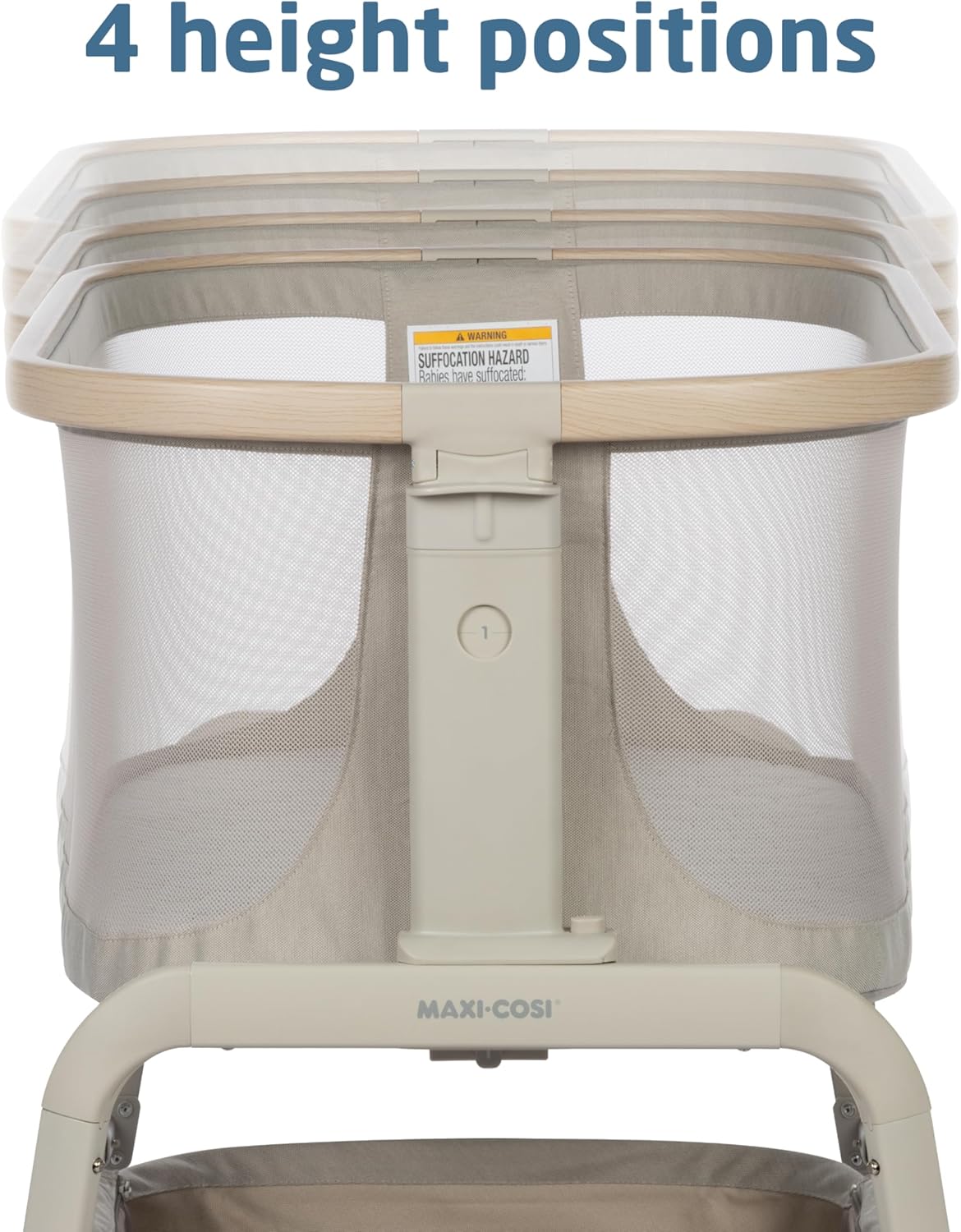 Maxi-Cosi Iora Baby Bassinets Bedside Sleeper, Portable Bassinet, Infant Bedside Sleeper Crib, Height Adjustable, Breathable Mesh, Large Storage Basket, Truffle