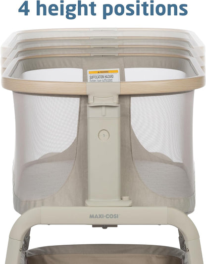 Maxi-Cosi Iora Baby Bassinets Bedside Sleeper, Portable Bassinet, Infant Bedside Sleeper Crib, Height Adjustable, Breathable Mesh, Large Storage Basket, Truffle