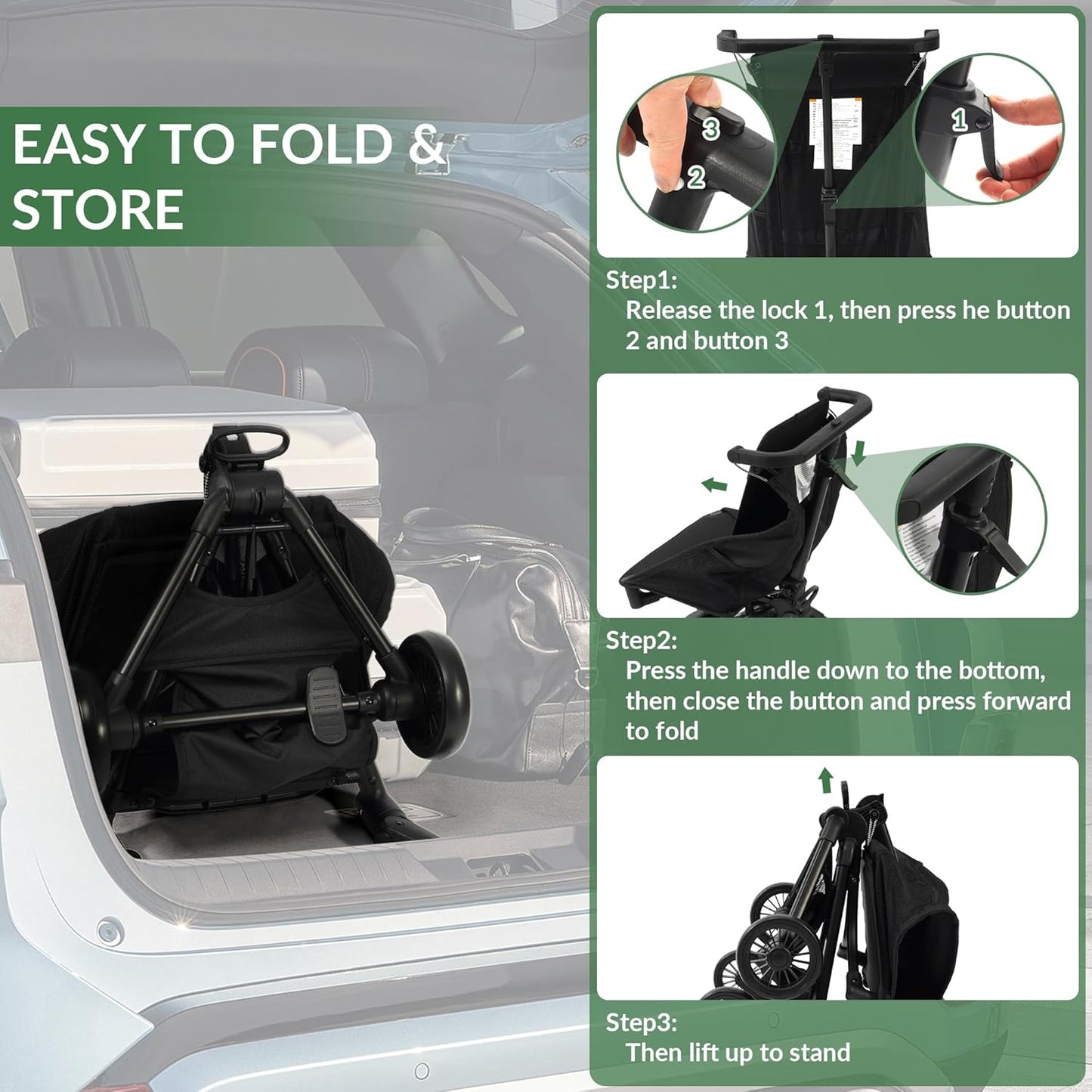 Lightweight Travel Stroller for Airplane,10.5 lbs Compact Foldable Baby Stroller with Sun Visor & Storage Basket,Convenience Airplane Strollers with Lockable Rear Wheels and Breathable Fabric,Midnight