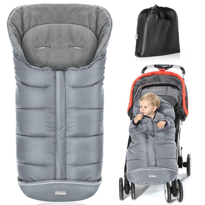 Orzbow Universal Footmuff for Stroller, Winter Warm Baby Stroller Bunting Bag, Waterproof Windproof Warm Polar Fleece Lined for Toddler Stroller Sleeping Bag, Black