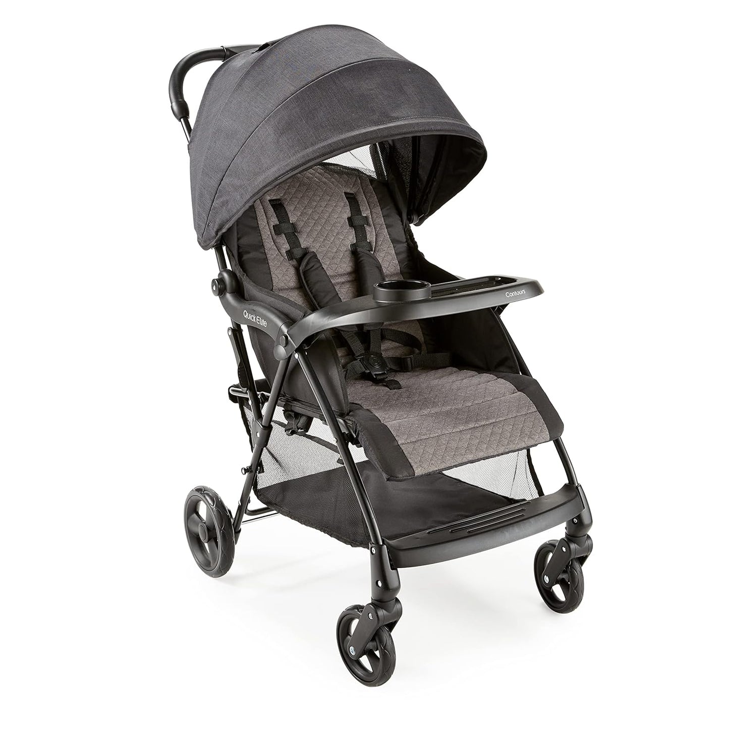 Contours Quick Elite Baby Stroller, Lightweight Compact Travel Stroller, Toddler Stroller, Infant Car Seat Compatibility, Multi-Position Seat Recline, Sun Canopy, 5-Point Safety Harness -Eclipse Black