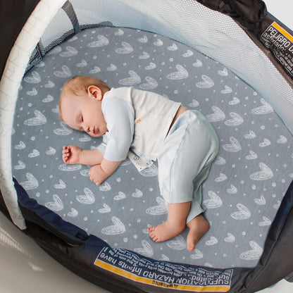 Bassinet Sheets Fit for Simmons Kids By The Bed City Sleeper Bassinet(Twins), Moses Basket and Hospital Bassinet, 100% Cotton, 2 Pack, Gray and White Print - Colors A