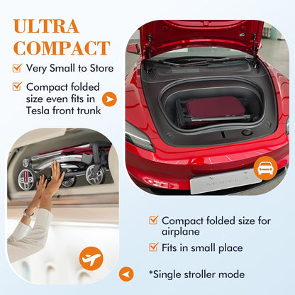 Beberoad Love R1 Auto-Folding Ultra Lightweight Double Stroller Twin Strollers, Side by Side Stroller for Babies and Toddlers Aged 6-36 Months, Only 23.5 lbs, Can Turn into Two Single Strollers, Black