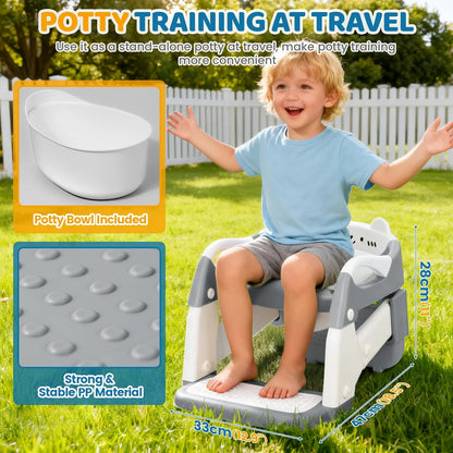 Orzbow Potty Training Seat | Upgrade Toddler Potty Training Toilet with Step Stool, 2-in-1 Stability Toilet Seat for Boys Girls | with Splash Guard, Anti-Slip Pad, Ladder, and Height Adjustable, Pink