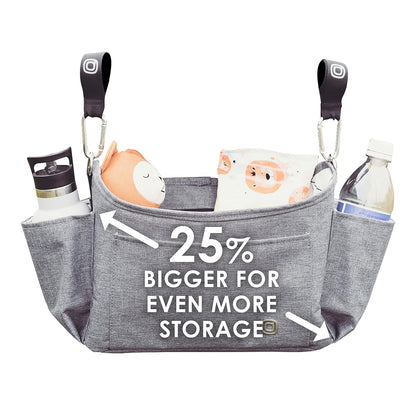 Diono Buggy Buddy Universal Stroller Organizer with Cup Holders, Secure Attachment, Zippered Pockets, Safe & Secure, Gray
