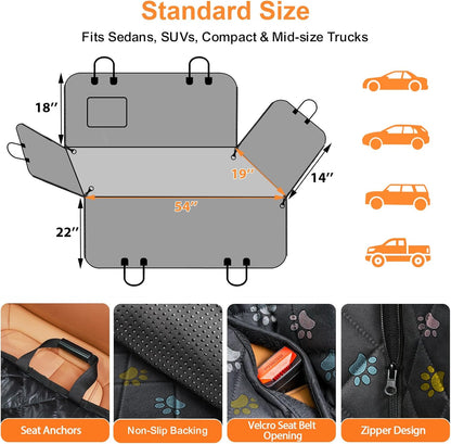 URPOWER Dog Car Seat Cover for Pets 100% Waterproof Seat Cover Hammock 600D Heavy Duty Scratch Proof Nonslip Durable Soft Back Seat Covers for Cars and SUVs