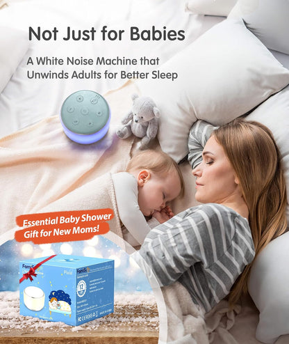 FamiSym White Noise Sound Machine Baby for Sleeping with Night Light – 34 Soothing Sounds, Rechargeable White Noise Machine for Kids Adults, Portable Lullaby Sleep Machine Baby Soother Home Travel