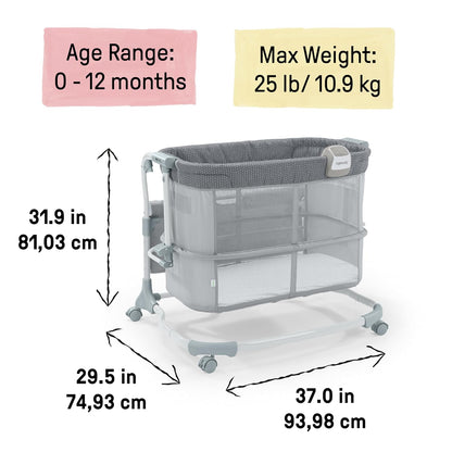 Ingenuity Dream Hero Starlight 3-in-1 Co-Sleeping Bassinet and Crib - Lume (Grey), Unisex, Newborn to 12 Months