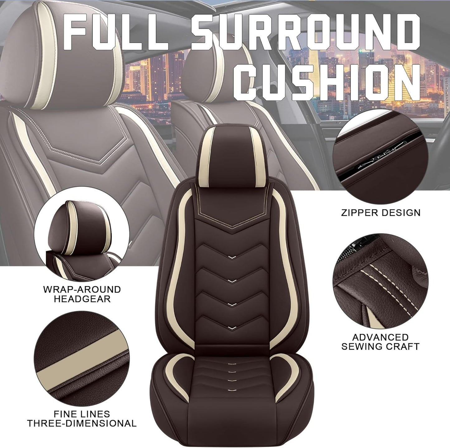 CTDS Car Seat Covers for MINI Convertible 2013-2026, Stylish Sport Seat Covers, Premium Nappa Leather Car Seat Cover. Automobile Seat Covers Sets.(Luxury 5 Seats/Beige)