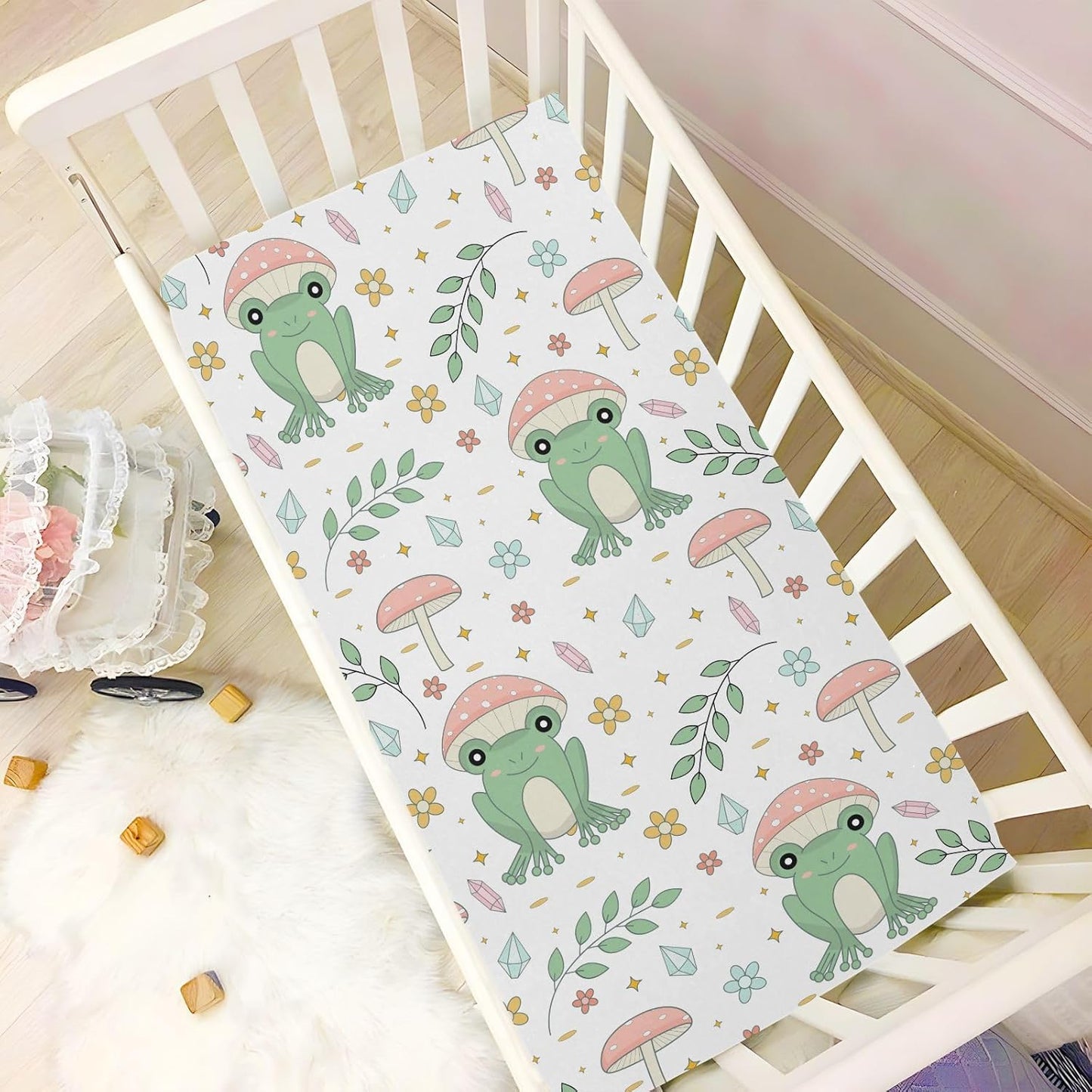 Fitted Crib Sheets Turtle Sea Horse Stretchy Portable Playard Sheets for Baby Toddler, Breathable Soft Mini Crib Mattress 39 x 27 in for Boys and Girls