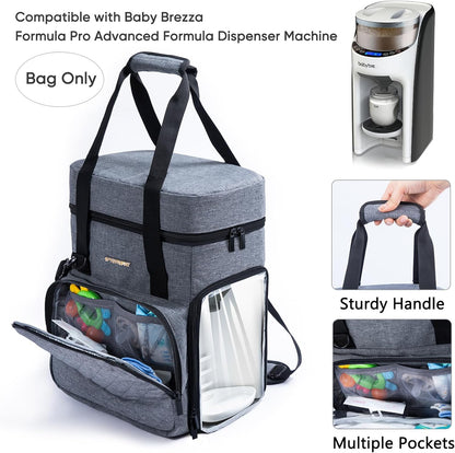 SFYBYHEART Carrying Case Compatible with Baby Brezza Formula Pro Advanced Formula Dispenser Machine Carrying Bag - Baby Formula Mixer Travel Bag with Pockets for Baby Essential, Pumps, Baby Bottles