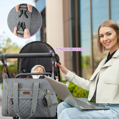Tuwubi Diaper Bag Tote,Baby Diaper Bag with Pacifier Case Large Travel Diaper Tote Caddy for Mom and Dad Multifunction Large Baby Bag - M-Pink