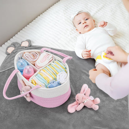 Baby Diaper Caddy- With Removable Dividers, Nursery Storage Bin and Car Organizer,Boy & Girl Shower Gift Basket,Portable Organizer,Nursery Essentials-Rainbow Purple