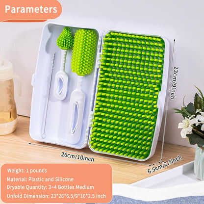Baby Bottle Drying Rack, Travel Bottle Cleaner Kit for Working Mom, Baby Feeding Essentials - 9 x 5 x 2.5