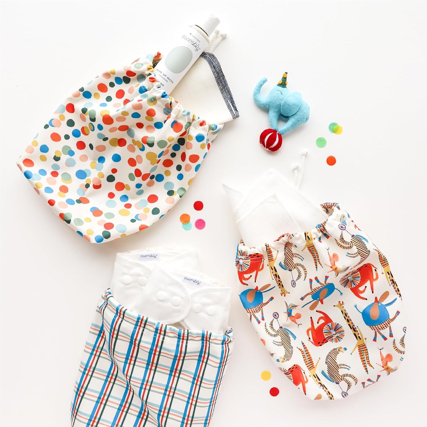Esembly Day Bag – Reusable Wet and Dry Bag Made From Recycled Fabric With Dual Waterproof Compartments for Cloth Diapers, Swimsuits, Toiletries, and Snacks - Verdant Gingham