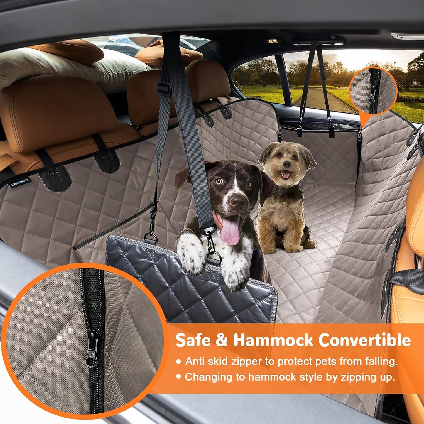 URPOWER Dog Car Seat Cover for Pets 100% Waterproof Seat Cover Hammock 600D Heavy Duty Scratch Proof Nonslip Durable Soft Back Seat Covers for Cars and SUVs