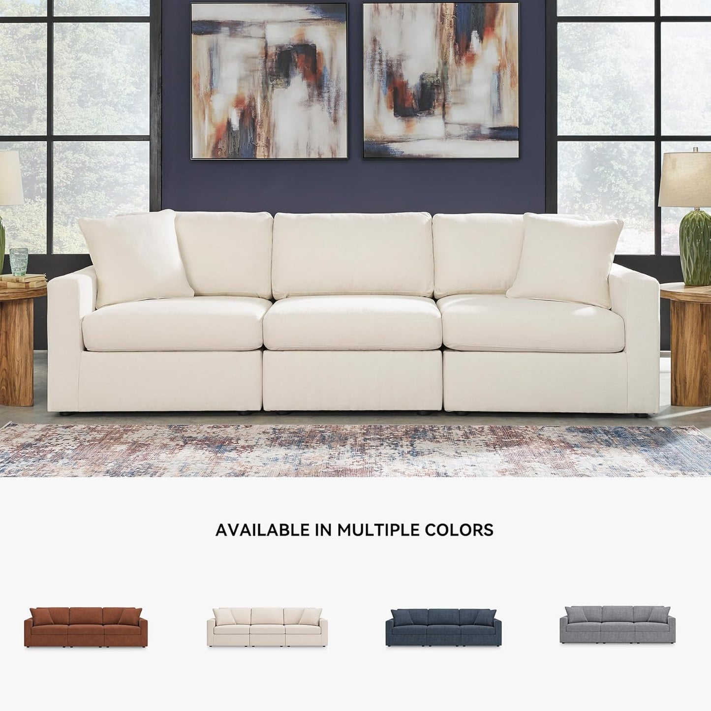 Signature Design by Ashley Modmax Coastal Press-Back Swivel Glider Rocker Recliner with Machine Washable Cover, Hidden Storage Compartments and 2 Bolster Pillows, Beige - Colors B