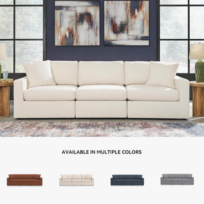 Signature Design by Ashley Modmax Coastal Press-Back Swivel Glider Rocker Recliner with Machine Washable Cover, Hidden Storage Compartments and 2 Bolster Pillows, Beige - Colors B