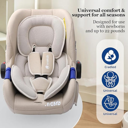 Innokids Head and Body Support Pillow Infant Car Seat Insert for Newborn to Toddler Stroller Cushion (Beige)