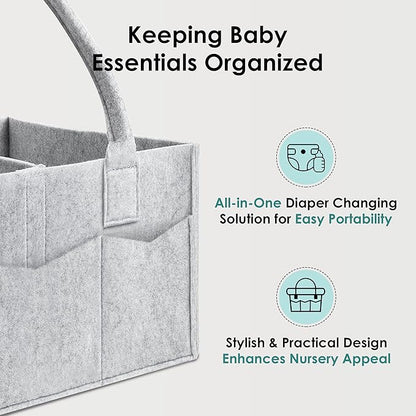HIPHOP PANDA 2-Pack Diaper Caddy Organizer - Nursery Storage Bin & Car Organizer for Diapers, Wipes, and Baby Essentials - Dual-Color Solid Set (Dark Grey/Grey), Regular Size
