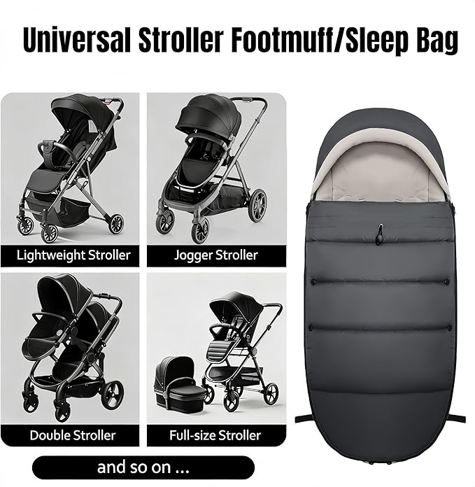 Waterproof Thickened Universal Stroller Blanket - Baby/Toddler Stroller Footmuff, Sleeping Bag & Bunting, Cold-Weather Winter Cover(Black)