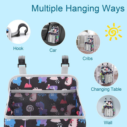 Accmor Hanging Baby Diaper Caddy Organizer, Diaper Stacker, Baby Crib Hanging Classified Storage Bag Organizer for Changing Table, Crib, Playard or Wall & Nursery Organization, Grey