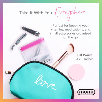 MUMI Single Dose Kit – 7pc (2.36” x 6.14”) Reusable Protein Powder Travel Container Packets with Zip-Up Bag (8” x 5”) & Funnel | Protein Powder Container to Go, Travel Powder Containers & Organizer
