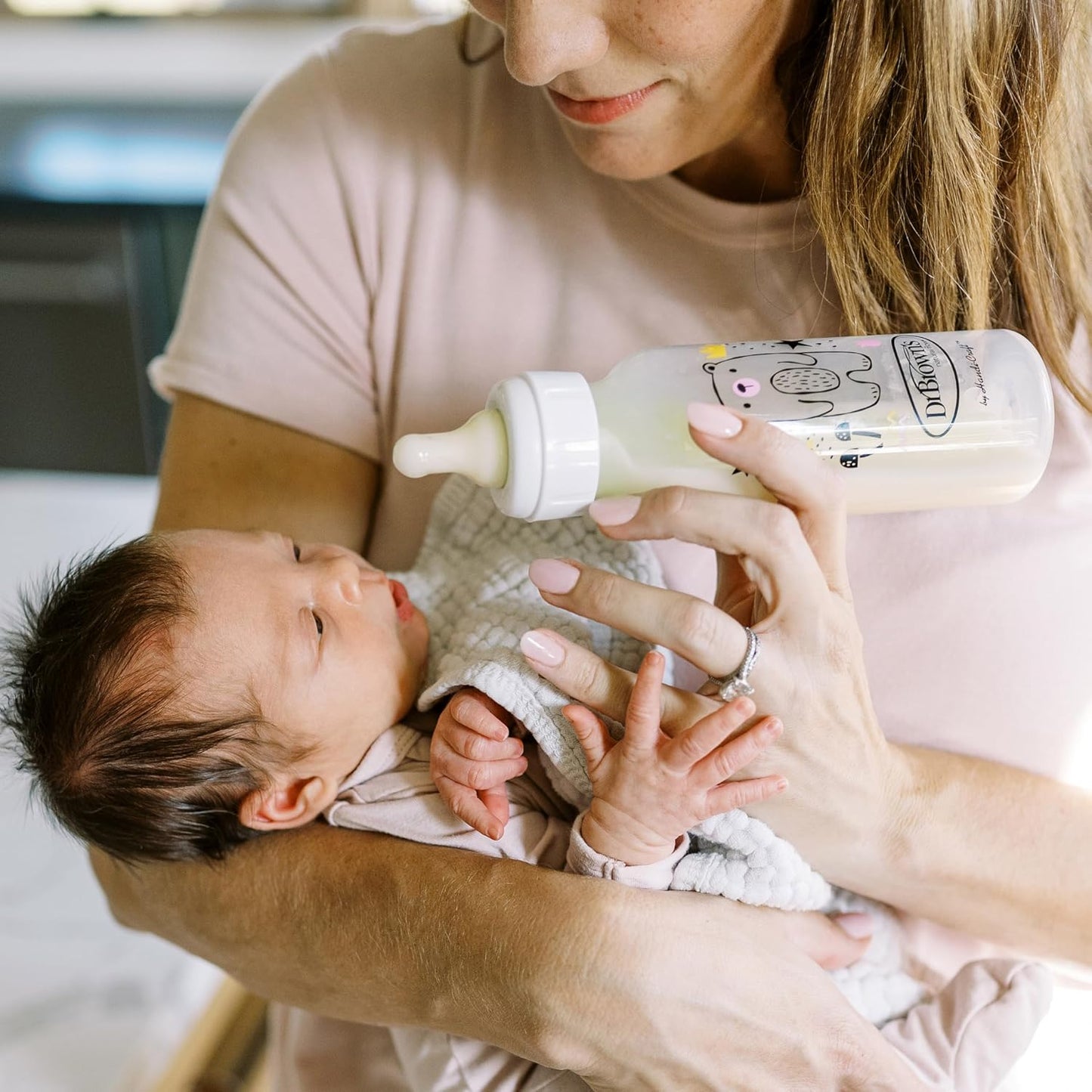 Dr. Brown's Natural Flow Anti-Colic Options+ Narrow Baby Bottle, Bear and Owl, 8 oz/250 mL, with Level 1 Slow Flow Nipple, BPA Free, 0m+, 2-Pack