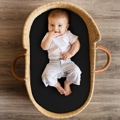 Muslin Bassinet Sheet Compatible with Maxi-COSI Iora & Iora Air Bedside Sleeper - 100% Cotton Rectangular Mattress Pad Cover (33"x20"), Breathable & Soft, Boho (1 Pack Blue)