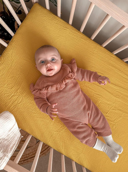 Muslin Bedside Bassinet Sheets 2 Pack, 33x20 Fitted Ultra Soft & Breathable Bedside Sleeper Sheets, Ideal for Baby Girl and Boy, Perfect for Newborns (Hopping Bunnies & Beige)