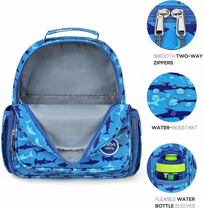 mibasies Toddler Backpack for Boys 2-4: Preschool Kindergarten Backpack - Cute Kids Backpacks for Boys - Shark Blue