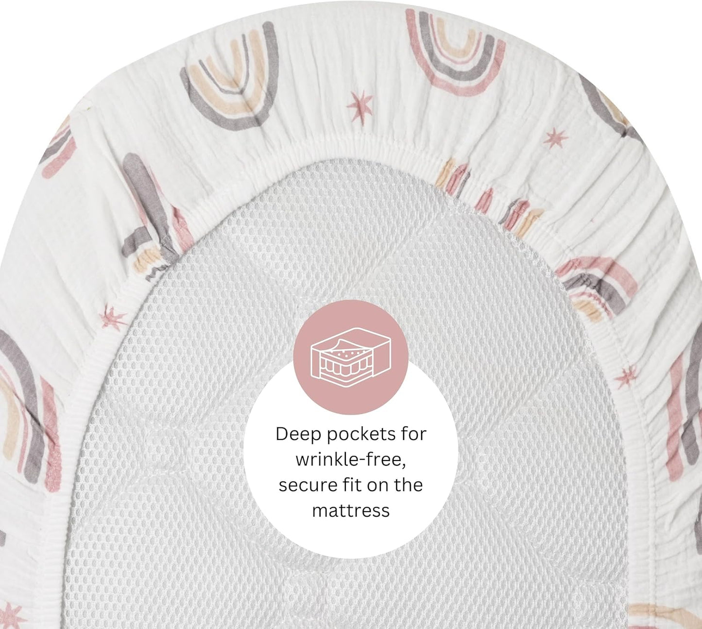 Muslin Bassinet Sheets for Angelbliss, Cowiewie, Amke, Jimglo, Suihuooo, Wayfong Baby Bassinet Bedside Sleeper by TansyPanda, 3PC, 20×33in, Ultra Soft, Breathable, Snug Fit, Unisex Boys Girls, Maadi