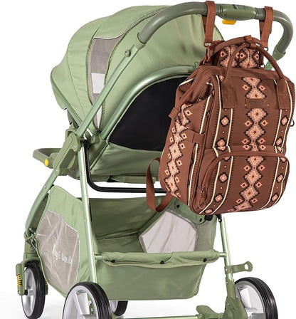 Wrangler Aztec Backpack Organized Daypack Travel Baby Bag with Stroller Strap and Side Bottle Pockets WG2204-9110CM