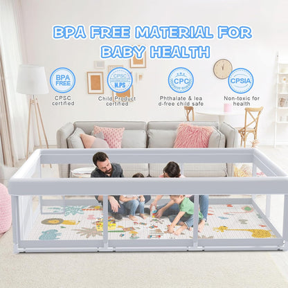 XVISHX Baby Playpen 50 x 50 Inch Play Pen Playards, Playpen for Babies and Toddlers, Baby Playard for Indoor & Outdoor Active Center Game Fence, with Skin-Friendly Fabric and Soft Breathable Mesh Grey