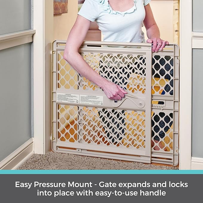 Toddleroo by North States - Supergate Secure Baby Gate: Plastic Pressure Mount Baby Gate for Doors & Hallways, Adjustable Indoor Safety Gate, Made in USA, 26 to 42 inches Wide, 26 inches Tall, Sand