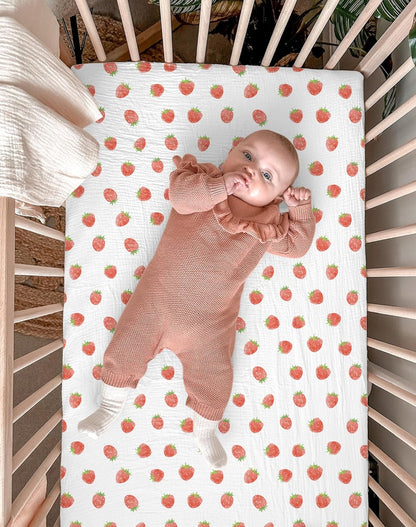 Muslin Bedside Bassinet Sheets 2 Pack, 33x20 Fitted Ultra Soft & Breathable Bedside Sleeper Sheets, Ideal for Baby Girl and Boy, Perfect for Newborns (Hopping Bunnies & Beige)