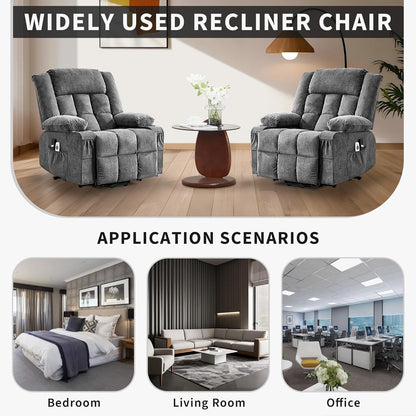 Rocking Recliner Chair for Adults Wide 360° Swivel Rocker Recliner with Cup Holder Nursery Glider with Upholstered Deep Seat Linen Lazy boy Chair for Living Room Browm