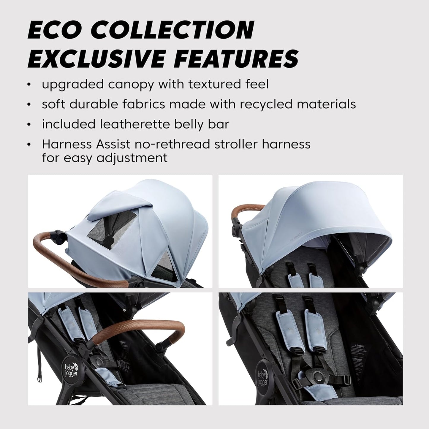 Baby Jogger City Mini GT3 All Terrain Baby Stroller with Forever Air Rubber Tires, All Wheel Suspension, Lightweight Stroller with Magnetic Buckle, No-Rethread Harness, and Foot Brake, Frosted Ivory