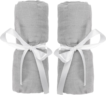 Newton Baby Fitted Sheets for Bassinet & Bedside Sleeper, Essential Bassinet (2-Pack) - Ultra-Breathable, Washable and Ultra-Soft, 100% Muslin, 19" x 35" - Grey