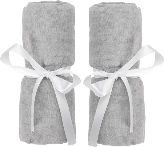 Newton Baby Fitted Sheets for Bassinet & Bedside Sleeper, Essential Bassinet (2-Pack) - Ultra-Breathable, Washable and Ultra-Soft, 100% Muslin, 19" x 35" - Grey