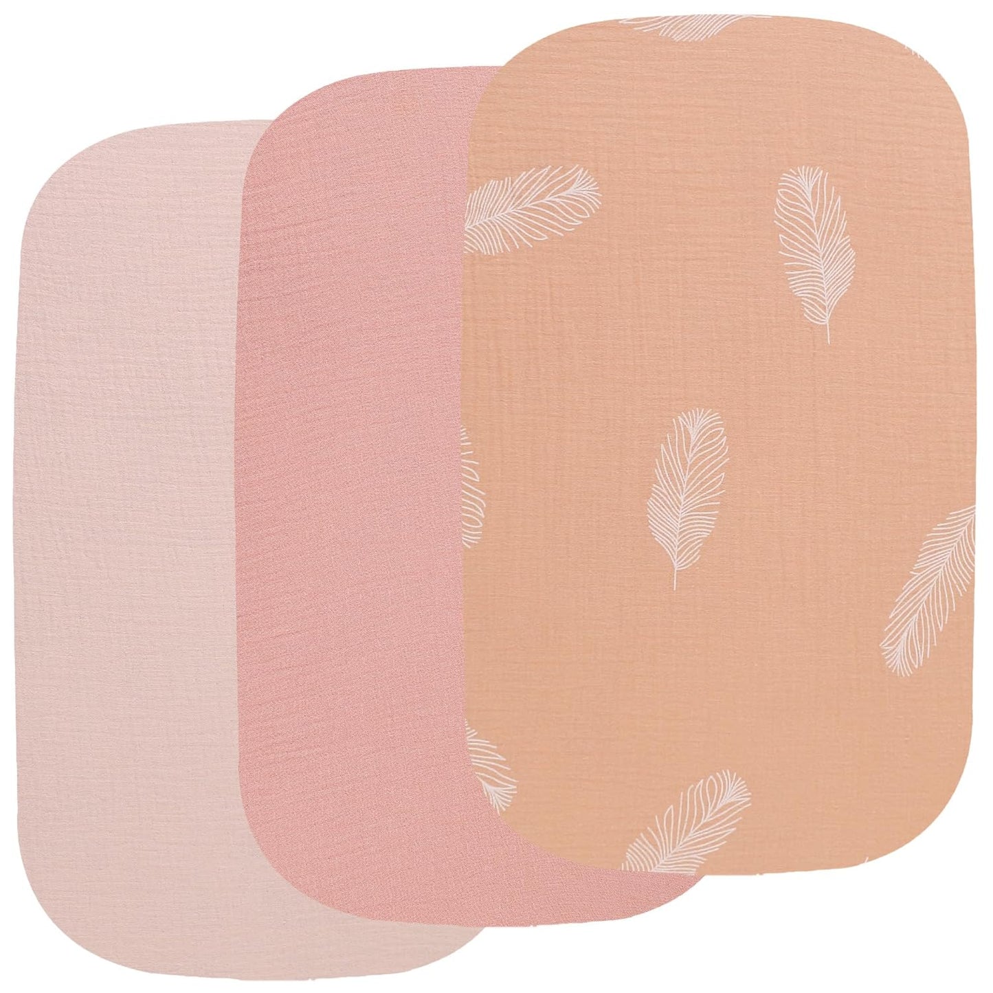 Onacosht Muslin Bassinet Sheets 3 Pack, 100% Cotton Baby Fitted Sheet 33" x 19" Compatible with Mika Micky, KoolaBaby (3 in 1), BabyBond, HARPPA and RICUTON Bedside Bassinet, Green, Floral and Cactus